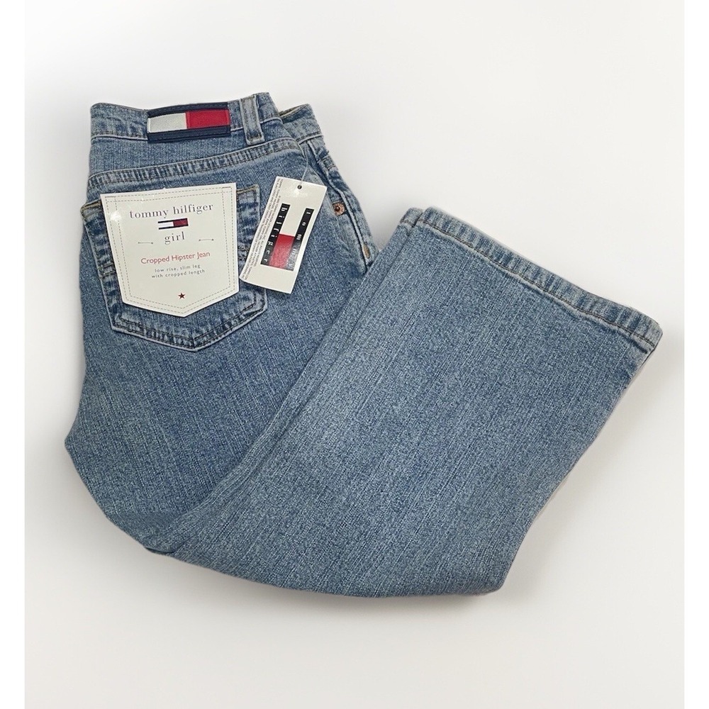 NWT Vintage 2002 Tommy Hilfiger Cropped Hipster Jeans Girls 10 Low Rise Slim Leg